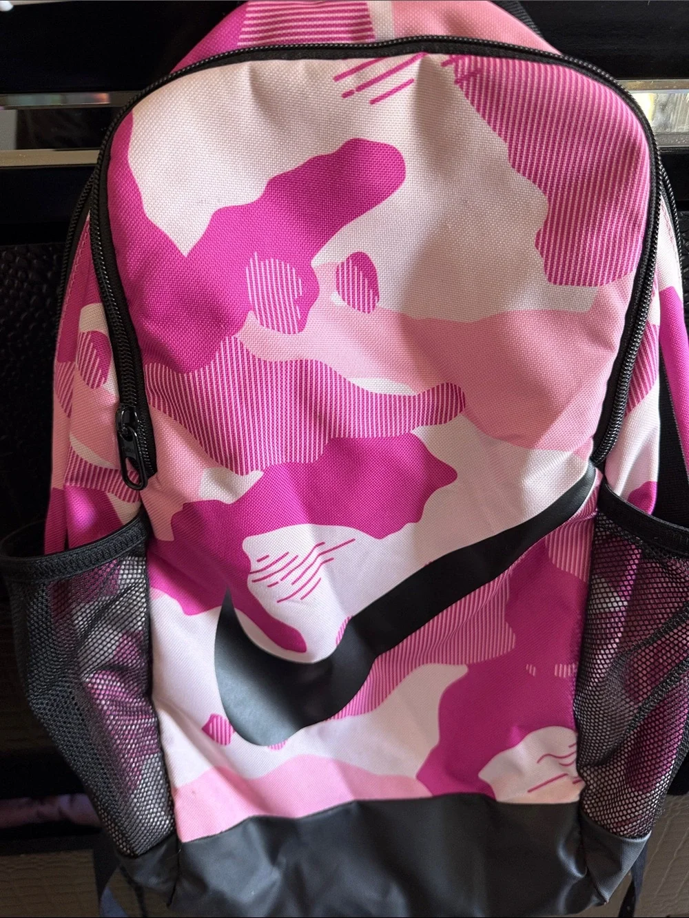 Nike Hot Pink Hoodie with Pink Camo Backpack Set